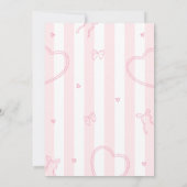 Pink Bow Sweetheart First Birthday Invitation Kaart (Achterkant)