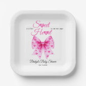 Pink Bow Sweetheart girl Valentine's Baby shower  Papieren Bordje (Voorkant)