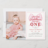 Pink Bow Sweetheart is een meisje 1e verjaardag fo Kaart (Voorkant)