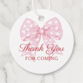 Pink Bow Sweetheart Meisje 1e verjaardag Bedankjes Labels (Achterkant)