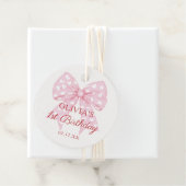 Pink Bow Sweetheart Meisje 1e verjaardag Bedankjes Labels (In situ)