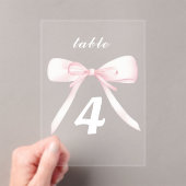 pink bow Table Numbers Acryl Uitnodigingen (Insitu (Draagbaar))
