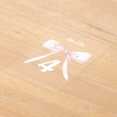 pink bow Table Numbers Acryl Uitnodigingen (Laagn)