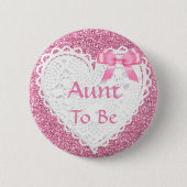 Pink Bow Tante om Baby shower Button (Voorkant)