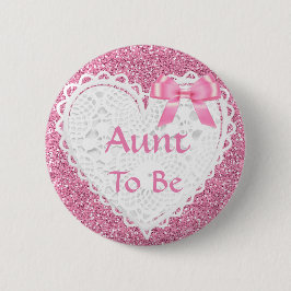 Pink Bow Tante om Baby shower Button