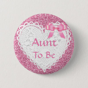 Pink Bow Tante om Baby shower Button