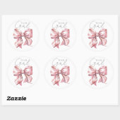 Pink Bow Team Girl Gender Reveal Ronde Sticker (Vel)