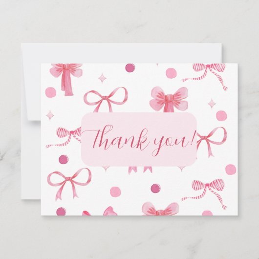 Pink Bow Thank you card Notitiekaartje (Voorkant)