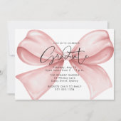 Pink Bow Three Photo Graduation 2025 Invitation Kaart (Achterkant)