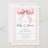 Pink Bow Toile Girl Baby shower Kaart (Voorkant)