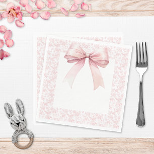Pink Bow Toile Girl Baby shower Servet