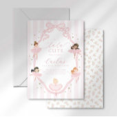 Pink Bow Tutu Cute Ballerina Birthday Invitation Kaart