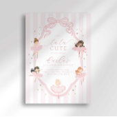 Pink Bow Tutu Cute Ballerina Birthday Invitation Kaart