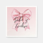 Pink Bow Twelve Birthday Paper Napkin Servet (Voorkant)