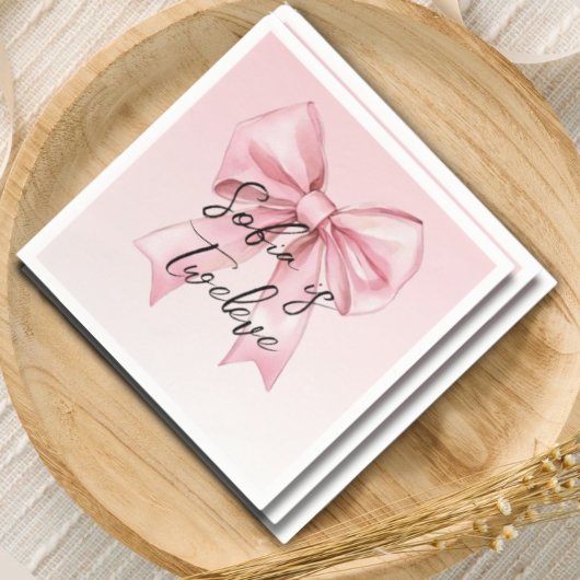 Pink Bow Twelve Birthday Paper Napkin Servet