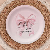 Pink Bow Twelve Birthday Paper Plate Papieren Bordje