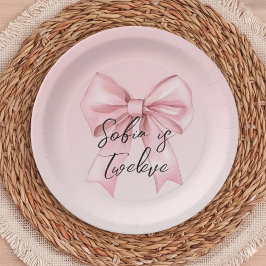 Pink Bow Twelve Birthday Paper Plate Papieren Bordje