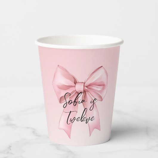 Pink Bow Twelve Birthday  Papieren Bekers (Achterkant)