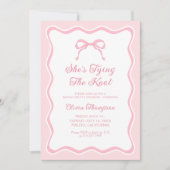 Pink Bow Tying The Knot Bachelorette Party Kaart (Voorkant)