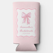 Pink Bow Tying The Knot Bachelorette Party Seltzer Blikjeskoeler (Achterkant)