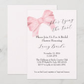 Pink Bow Tying the Knot Bridal Shower Invitation - Kaart (Voorkant / Achterkant)
