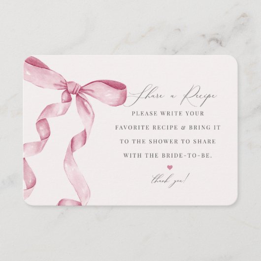 Pink Bow Tying the Knot Deel een recept invoegen Informatiekaartje (Voorkant)