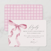 Pink Bow Tying the Knot Registry uitnodiging inser Informatiekaartje (Voorkant / Achterkant)