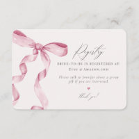 Pink Bow Tying the Knot Registry uitnodiging inser