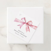 Pink Bow Tying the Knot Vrijgezellenfeest Bedankjes Labels (In situ)