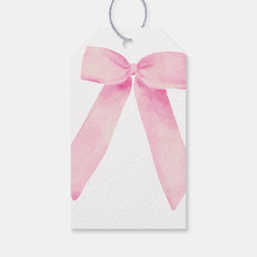 Pink Bow Tying the Knot Vrijgezellenfeest Favor Ta Cadeaulabel (Achterkant)