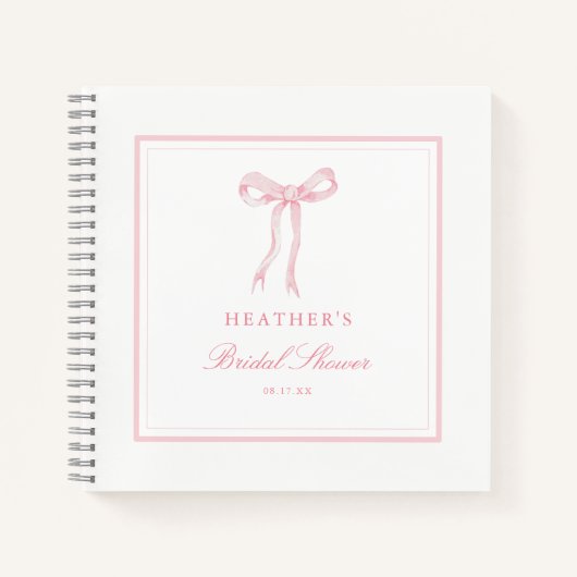 Pink Bow Tying The Knot Vrijgezellenfeest Gastenbo Notitieboek (Voorkant)