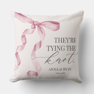 Pink Bow Tying the Knot Vrijgezellenfeest Gift Kussen