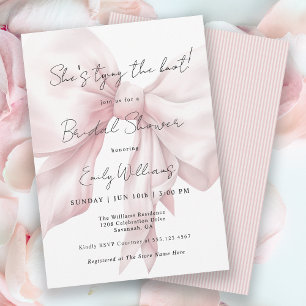 Pink Bow Tying the Knot Vrijgezellenfeest Kaart