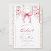 Pink Bow Tying the Knot  Vrijgezellenfeest Kaart (Voorkant)