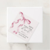 Pink Bow Tying the Knot Vrijgezellenfeest Party Bedankjes Labels (In situ)