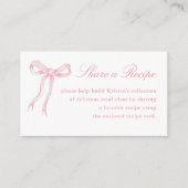 Pink Bow Tying The Knot Vrijgezellenfeest Recept Informatiekaartje (Voorkant)