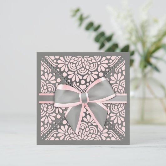 Pink Bow-uitnodiging Kaart (Staand voorkant)