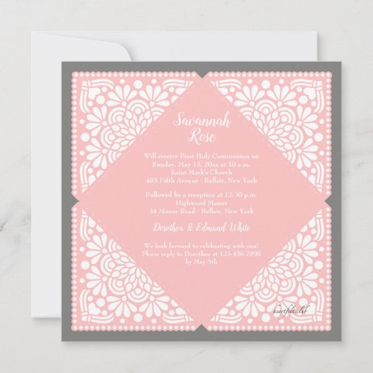 Pink Bow-uitnodiging Kaart (Achterkant)