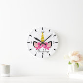 Pink Bow Unicorn Ronde Klok (Huis)