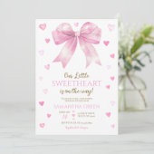 Pink Bow Valentijn Baby shower Kaart (Staand voorkant)
