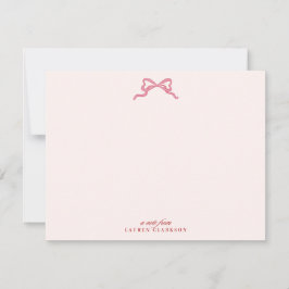 Pink Bow Valentine’s Day Note Card Kaart