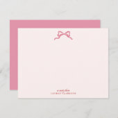 Pink Bow Valentine’s Day Note Card Kaart (Voorkant / Achterkant)