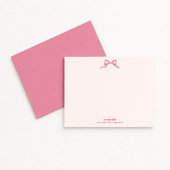 Pink Bow Valentine’s Day Note Card Kaart