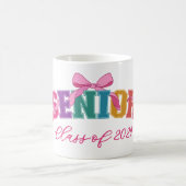 Pink Bow Varsity Letter Senior Class of Year Koffiemok (Center)