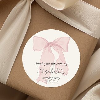Pink Bow Verjaardag Bedankt Ronde Sticker