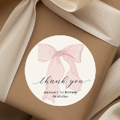 Pink Bow Verjaardag Bedankt Ronde Sticker