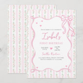 Pink Bow Verjaardag Kaart (Voorkant / Achterkant)