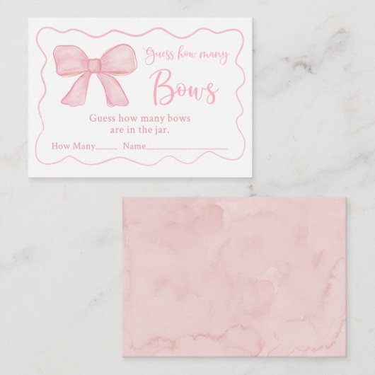 Pink Bow Verjaardag Raad eens hoeveel games Informatiekaartje (Voorkant / Achterkant)