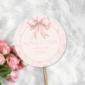 Pink Bow Verjaardagsfeestje Whimsy Toile gepersona Ronde Sticker