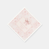 Pink Bow Verjaardagsfeestje Whimsy Toile gepersona Servet (Hoek)
